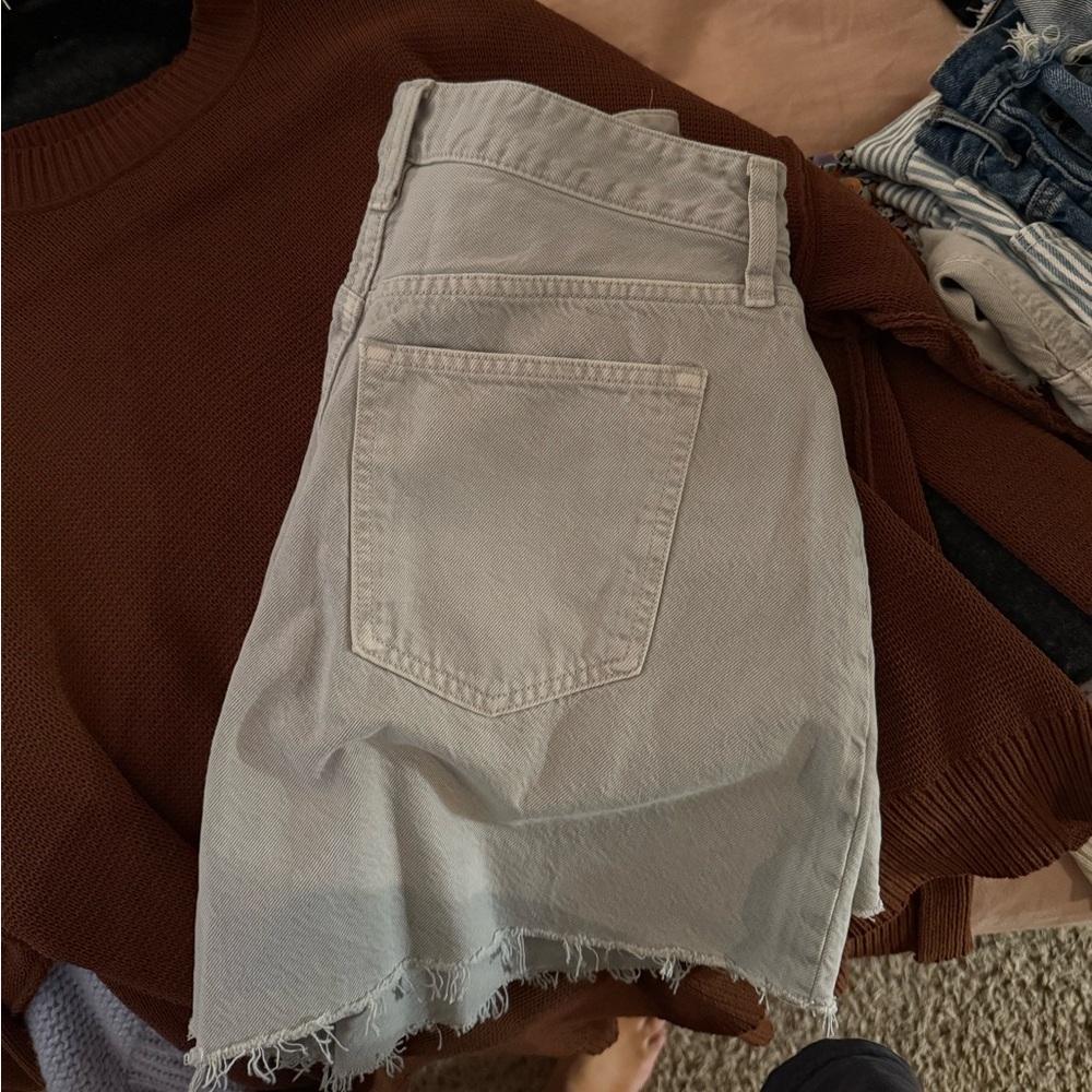 Women's Cream Denim Shorts